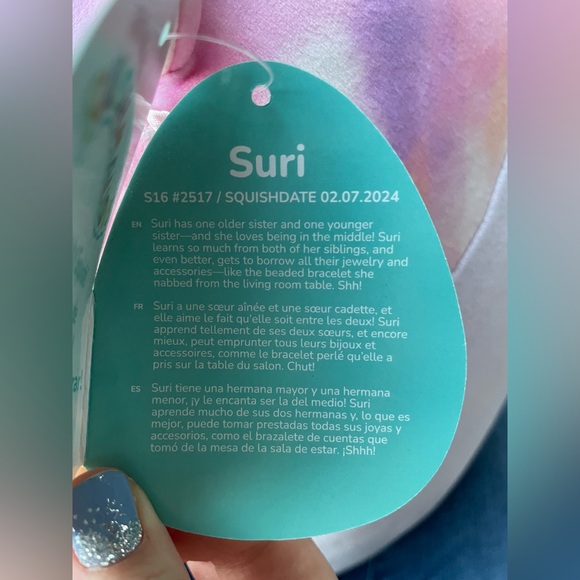 Squishmallows NEW 16” Tie Dye purple SURI Cow Valentines Day Gift Present Girls - Picture 6 of 6